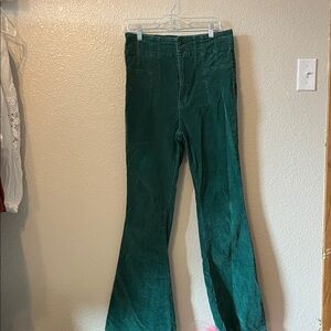 We The Free Jayde Free People Emerald Green Corduroy Flare Pants